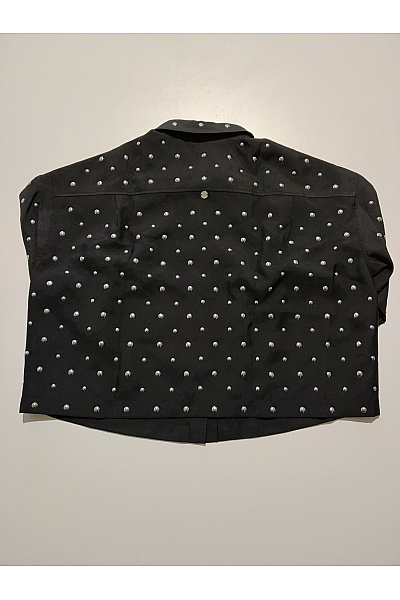 C'est tout Černá dámská košile s krátkým rukávem a cvočky oversized crop Vel. EU 38 | C'est tout | obrázek 5