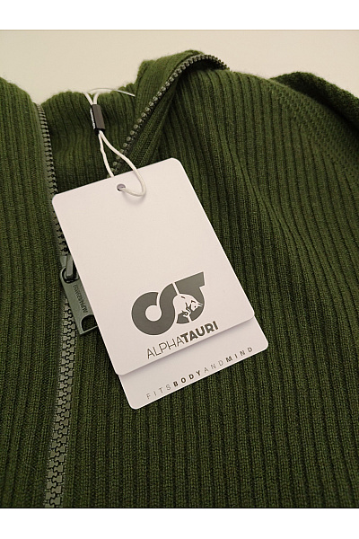 ALPHATAURI Pánský khaki vlněný kardigan na zip se stojáčkem Vel. S | ALPHATAURI | obrázek 5