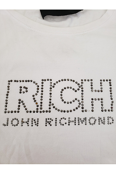 John Richmond Bílé bavlněné dámské tričko s krátkým rukávem a nápisem Vel. S | John Richmond | obrázek 4