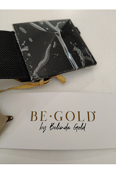Belinda Gold Černý luxusní pásek s pyramidovými detaily Velikost DE 38/40 | Belinda Gold | obrázek 8
