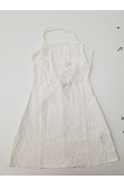 boohoo Bílé bavlněné krajkové letní mini šaty na ramínka Vel. EU s | boohoo | obrázek 2