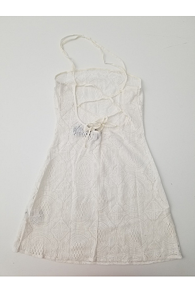 boohoo Bílé bavlněné krajkové letní mini šaty na ramínka Vel. EU s | boohoo | obrázek 5