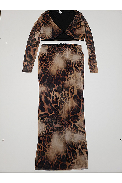 boohoo Dámský komplet leopardí vzor dlouhá sukně a top Velikost 44 | boohoo | obrázek 2
