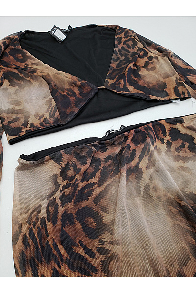 boohoo Dámský komplet leopardí vzor dlouhá sukně a top Velikost 44 | boohoo | obrázek 7