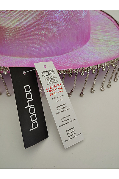 boohoo Růžový holografický kovbojský klobouk se třpytivými kamínky | boohoo | obrázek 6