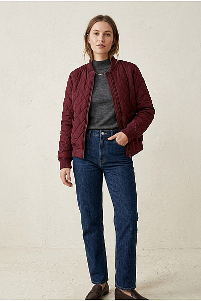 URBAN CLASSICS Červená Prošívaná Bomber Bunda Se Zipem Velikost S