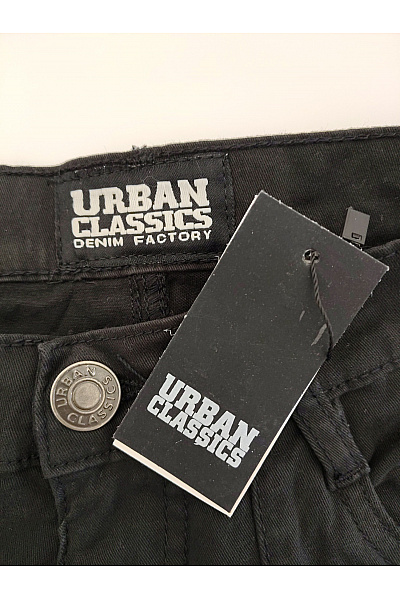 URBAN CLASSICS Černé bavlněné cargo kalhoty s vysokým pasem a kapsami Velikost 27 | URBAN CLASSICS | obrázek 4