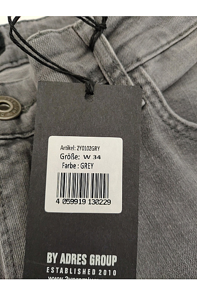 2Y PREMIUM Pánské šedé bavlněné džíny slim fit Velikost US 34 | 2Y PREMIUM | obrázek 4