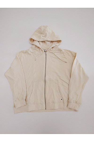 URBAN CLASSICS Béžová Bavlněná Oversized Mikina Na Zip S Kapucí Velikost 4XL