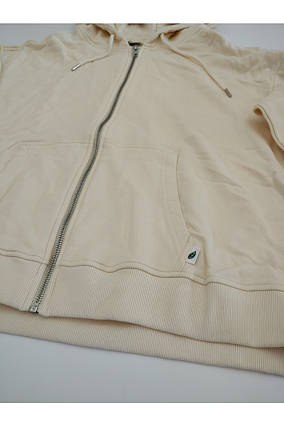 URBAN CLASSICS Béžová bavlněná oversized mikina na zip s kapucí Velikost 4XL | URBAN CLASSICS | obrázek 3