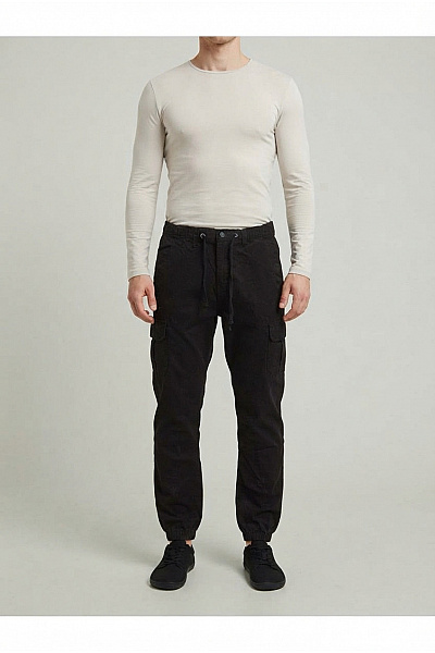 URBAN CLASSICS Černé Bavlněné Cargo Jogger Kalhoty S Kapsami Vel. L