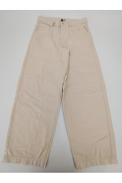 2Y PREMIUM Béžové Bavlněné Džíny S Vysokým Pasem Wide Leg Vel. 32