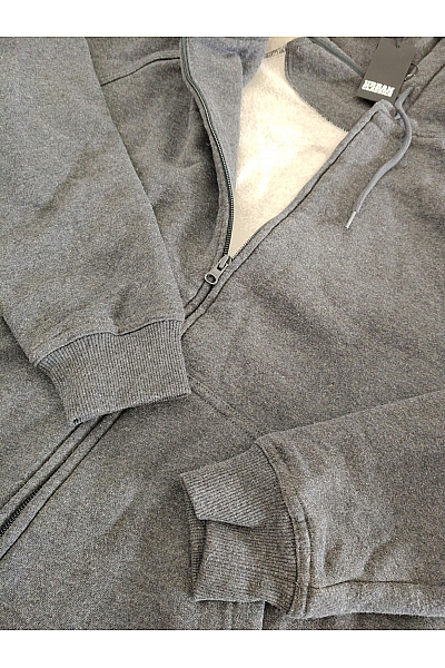 URBAN CLASSICS Pánská šedá bavlněná mikina na zip s kapucí Vel. M | URBAN CLASSICS | obrázek 6