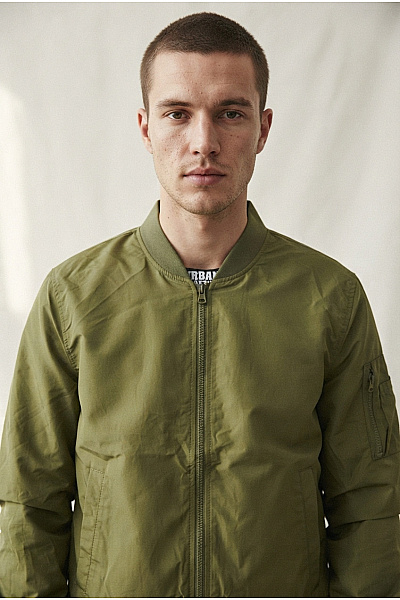 URBAN CLASSICS Pánská Khaki Bomber Bunda Se Zipem Jarní Podzimní Velikost L