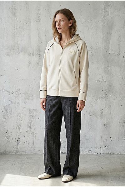 Styletics By Barbara Béžová Dámská Sportovní Mikina Na Zip S Kapucí Velikost DE 44