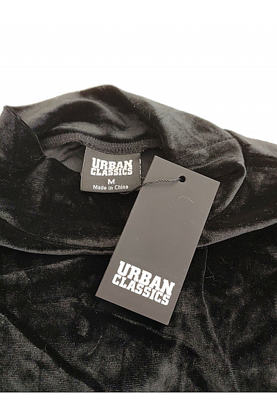 URBAN CLASSICS Černé sametové šaty s dlouhým rukávem a stojáčkem Velikost M | URBAN CLASSICS | obrázek 5