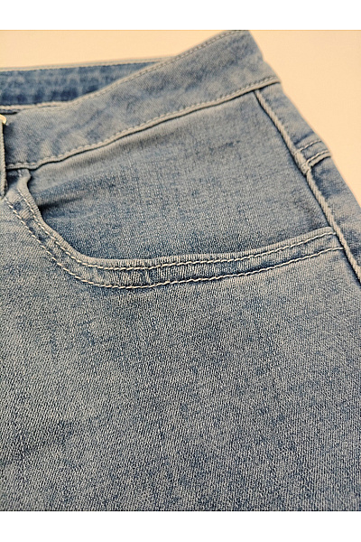 Lola Paltinger Modré bavlněné skinny džíny s rozparkem a mašličkami Vel. DE 42 | Lola Paltinger | obrázek 3