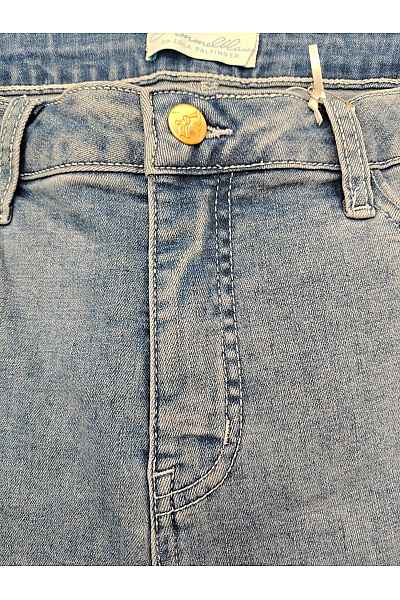 Lola Paltinger Modré bavlněné skinny džíny s rozparkem a mašličkami Vel. DE 42 | Lola Paltinger | obrázek 4