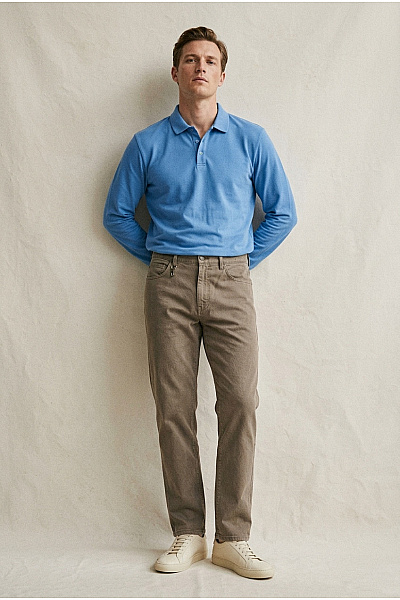 GENTLEMEN SELECTION Modré Pánské Polo Tričko S Dlouhým Rukávem Basic Velikost DE 56