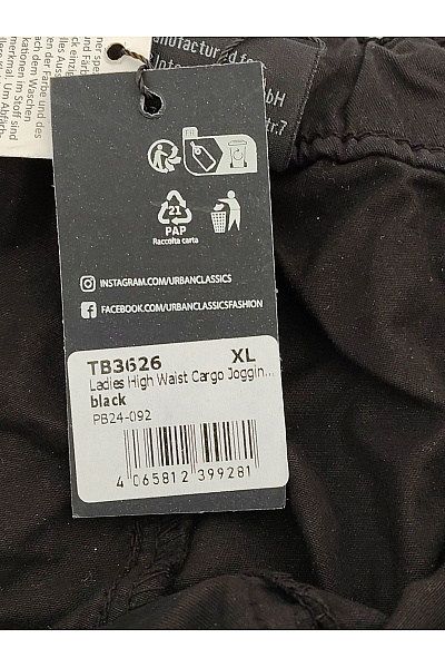 URBAN CLASSICS Dámské černé bavlněné cargo kalhoty jogger s kapsami na stehnech Vel. XL | URBAN CLASSICS | obrázek 5