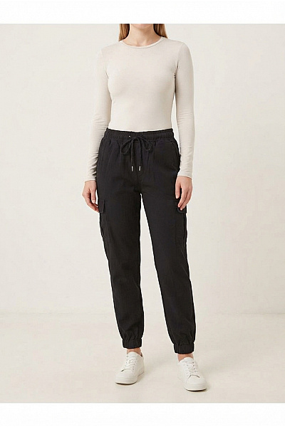 URBAN CLASSICS Dámské černé Bavlněné Cargo Kalhoty Jogger S Kapsami Na Stehnech Vel. XL