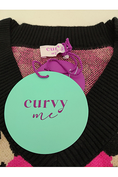 curvy me Barevný vzorovaný pulovr s výstřihem do V Vel. DE 52 | curvy me | obrázek 5