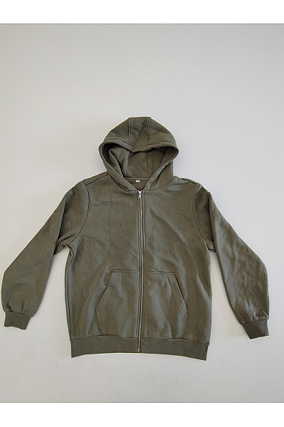 Pánská khaki bavlněná mikina na zip s kapucí Vel. M | Unimoda | obrázek 2