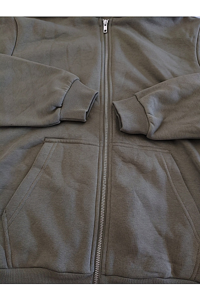 Pánská khaki bavlněná mikina na zip s kapucí Vel. M | Unimoda | obrázek 4