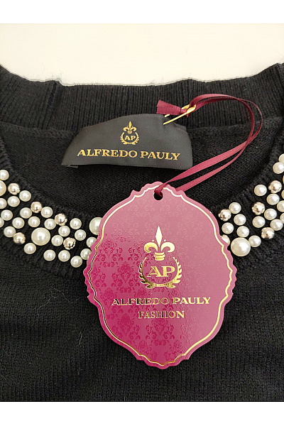 Alfredo Pauly Černý elegantní pulovr s perlami Vel. DE 44 | Alfredo Pauly | obrázek 5