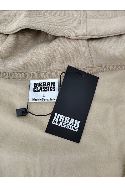 URBAN CLASSICS Béžová bavlněná mikina na zip s kapucí a klokaní kapsou Velikost L | URBAN CLASSICS | obrázek 6