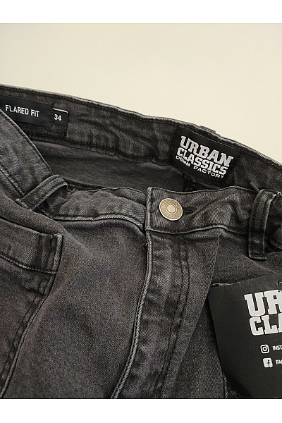 URBAN CLASSICS Černé bavlněné džíny s vysokým pasem a širokými nohavicemi Vel. 34 | URBAN CLASSICS | obrázek 6