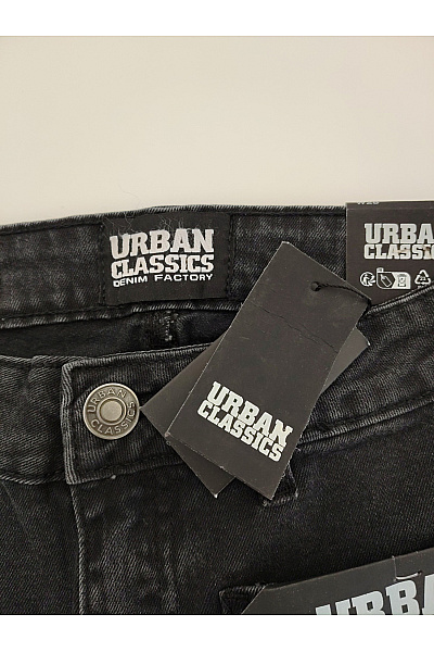 URBAN CLASSICS Černé bavlněné džíny s vysokým pasem a zvonovými nohavicemi Velikost 28 | URBAN CLASSICS | obrázek 4