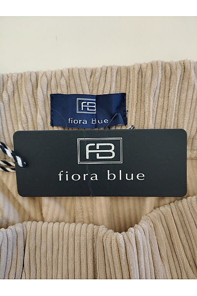 fiora blue Béžové pruhované manšestrové kalhoty s kapsami a gumou v pase Vel. DE 40 | fiora blue | obrázek 8