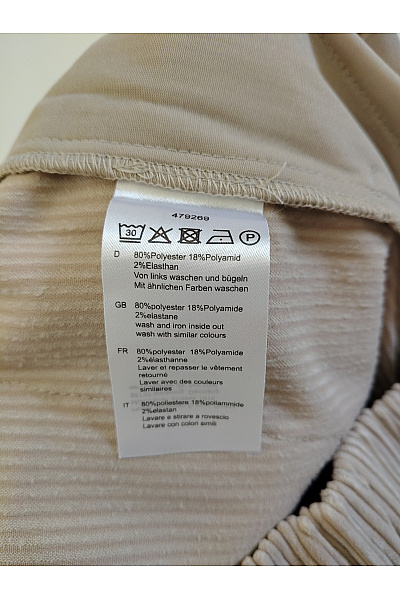 fiora blue Béžové pruhované manšestrové kalhoty s kapsami a gumou v pase Vel. DE 40 | fiora blue | obrázek 10