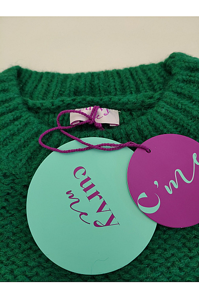curvy me Dámský zelený hrubě pletený oversized pulovr Vel. DE 42 | curvy me | obrázek 5