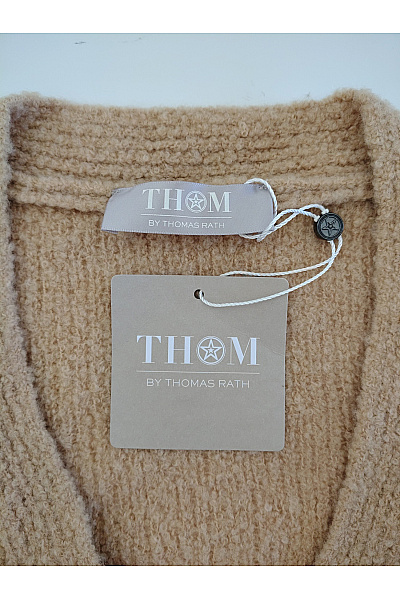 THOM By Thomas Rath Béžový vlněný kardigan na knoflíky do véčka Velikost DE 42 | THOM By Thomas Rath | obrázek 10