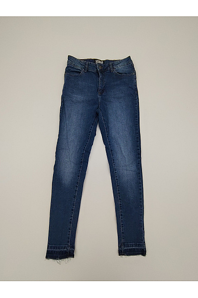 URBAN CLASSICS Dámské modré skinny džíny s vysokým pasem a roztřepenými nohavicemi Vel. 29 | URBAN CLASSICS | obrázek 2