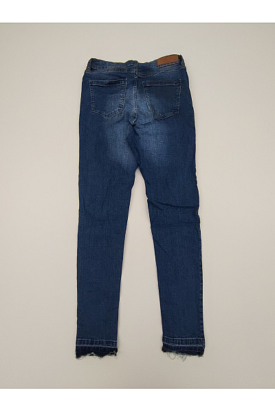 URBAN CLASSICS Dámské modré skinny džíny s vysokým pasem a roztřepenými nohavicemi Vel. 29 | URBAN CLASSICS | obrázek 8
