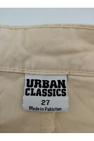 URBAN CLASSICS Béžové bavlněné cargo kalhoty s vysokým pasem a kapsami Velikost 27 | URBAN CLASSICS | obrázek 9