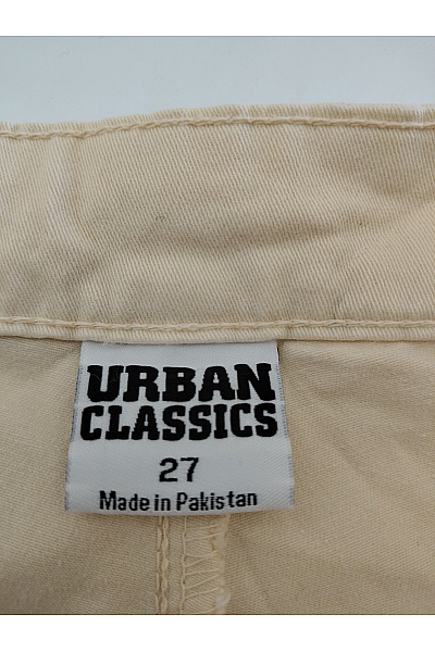URBAN CLASSICS Béžové bavlněné cargo kalhoty s vysokým pasem a kapsami Velikost 27 | URBAN CLASSICS | obrázek 10