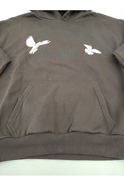 Dropsize Hnědá bavlněná oversized mikina s kapucí a výšivkou ptáků streetwear Velikost XL | Dropsize | obrázek 3