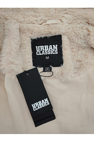 URBAN CLASSICS Béžový chlupatý kabát s kapucí teddy Vel. M | URBAN CLASSICS | obrázek 8