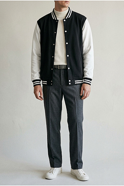 URBAN CLASSICS Černobílá Baseballová Bomber Bunda Vel. 3XL