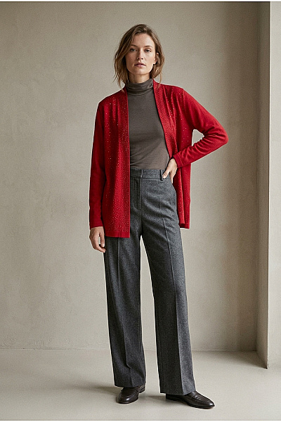COUTURE LINE Červený Dámský Kardigan S Flitry Velikost DE 46