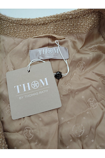 THOM By Thomas Rath Béžové elegantní vypasované sako bez límce Vel. DE 38 | THOM By Thomas Rath | obrázek 7