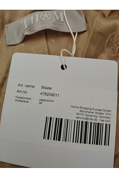THOM By Thomas Rath Béžové elegantní vypasované sako bez límce Vel. DE 38 | THOM By Thomas Rath | obrázek 8