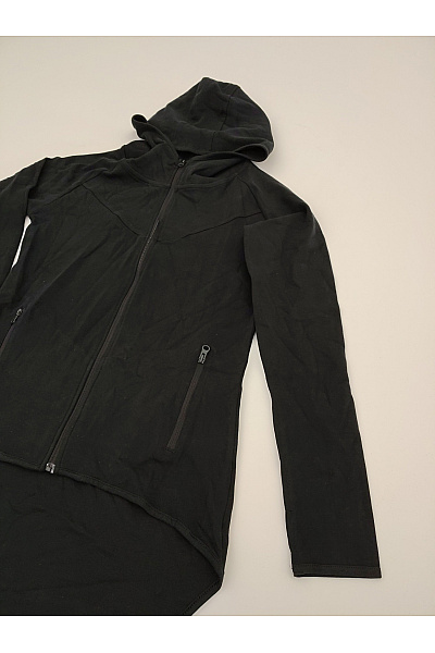 URBAN CLASSICS Dámská černá bavlněná mikina s kapucí na zip prodloužená Velikost L | URBAN CLASSICS | obrázek 3