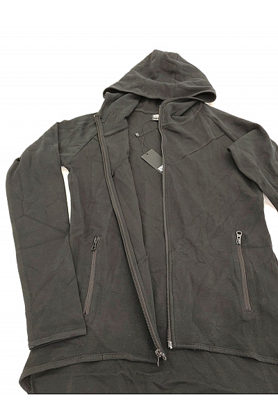 URBAN CLASSICS Dámská černá bavlněná mikina s kapucí na zip prodloužená Velikost L | URBAN CLASSICS | obrázek 5