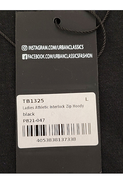 URBAN CLASSICS Dámská černá bavlněná mikina s kapucí na zip prodloužená Velikost L | URBAN CLASSICS | obrázek 7
