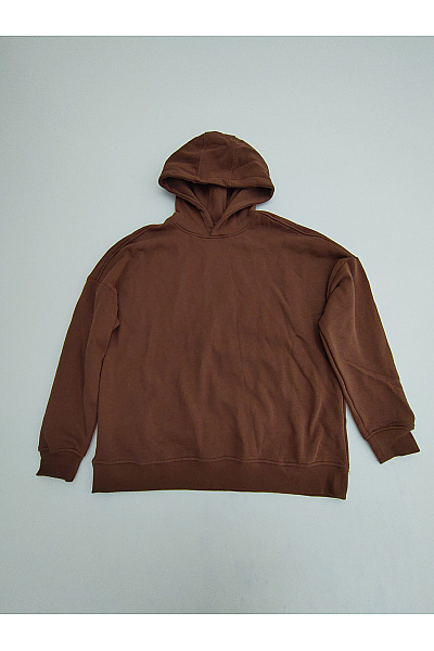 Dámská hnědá bavlněná mikina s kapucí oversized Velikost S | Unimoda | obrázek 2